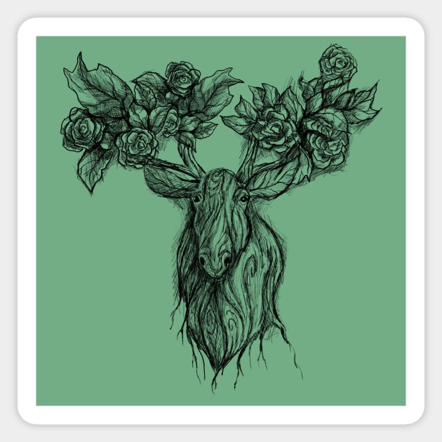 Forest Moose (Sketch) Sticker by Mainahste